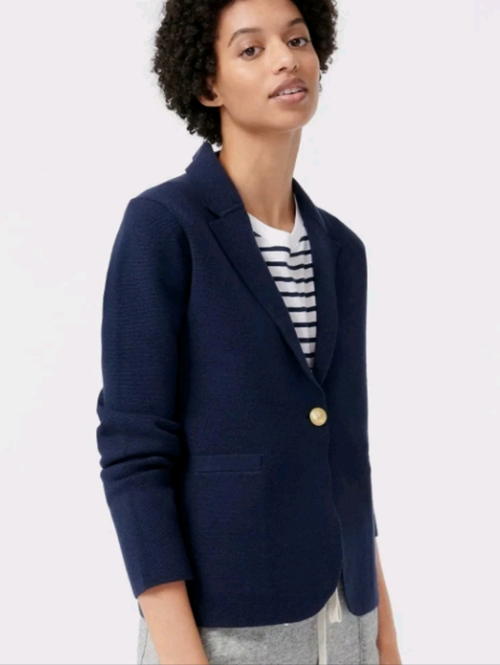 J. Crew Camille Sweater Blazer Navy Blue Size XS Wool Blend